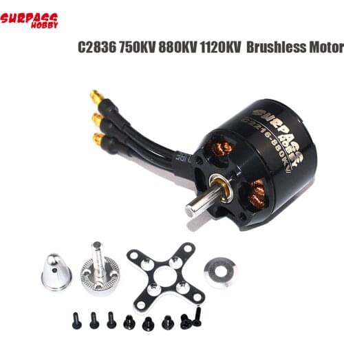 SURPASS HOBBY 2216 C2836 750KV 880KV 1120KV Brushless Motor for RC Airplane Fixed-wing Glider Aircraft