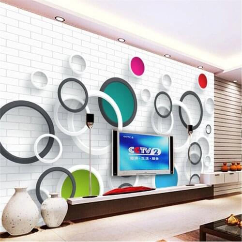 Beibehang Circle white brick photo wallpaper for walls 3 d bedroom venue papel de parede 3D large mural wall paper living room