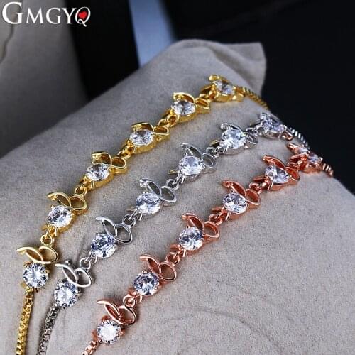 GMGYQ Fashion Luxury Cubic Zircon Pull Bracelet Student Hand Jewelry Bangle For Women Girl Wedding Jewelry