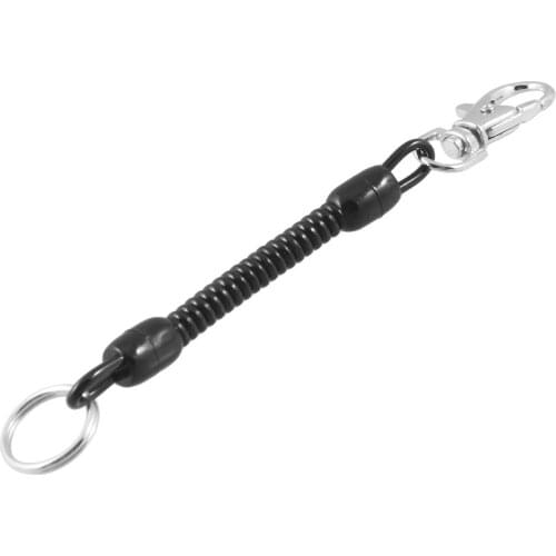 Lobster Clasp Hook Black Spring Stretchy Coil Keyring Keychain Strap Rope Cord Swivel Lobster Clasp Clips Key Hooks Wholesales