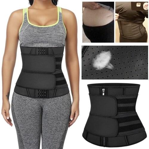 Waist Trainer Latex Cincher Body Shaper Double Belt Breathable Women Slimming Sheath Long Torso Modeling Corset Tummy Trimmer