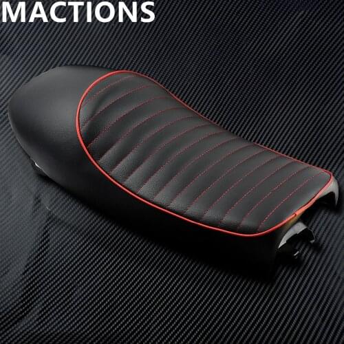 Motorcycle Universal Vintage Cafe Racer Seat Retro Saddle Black&Red For Honda CB CG 125 For Yamaha SR