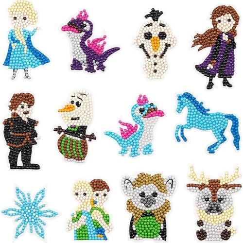 12PCS Diamond Painting Stickers Kits for Kids DIY Diamond Art Mosaic Stickers by Numbers Kits for Children Boys Girls