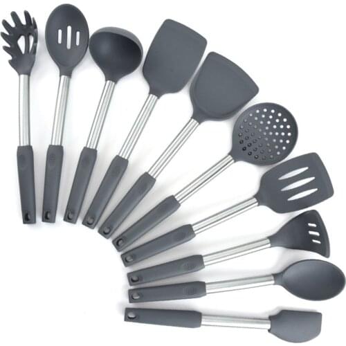 Kitchenware Cooking Utensils Set Grey Heat Resistant Kitchen Non-Stick Cooking Utensils Black Baking Tools