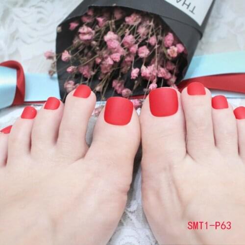 New 24pcs Foot Frosted Matte Fake Nails Solid Color DIY Toes Manicure False Nails SCI88