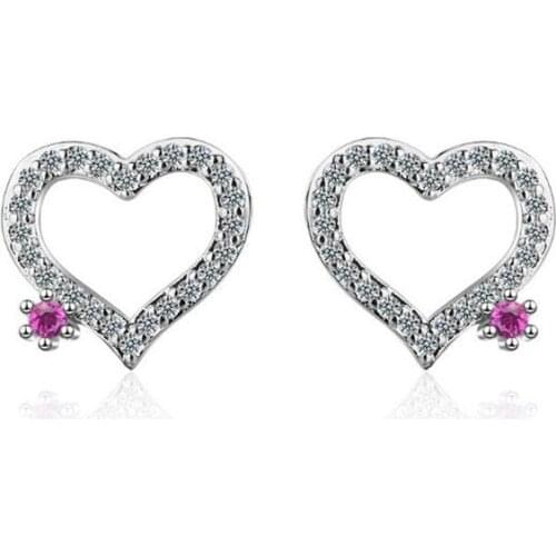 New Temperament Super Fairy 925 Sterling Silver Jewelry Love Heart Shaped Simple Crystal Exquisite Fashion Stud Earrings SE720