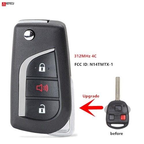 Keyecu New Upgrade Replacement Remote Key Fob for Lexus RX300 1999 2000 2001 2002 2003 FCC:N14TMTX-1 - 4C chip