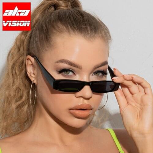 AKA VISION 2021 Rectangle Sunglasses Women Small Vintage Glasses Women Brand Designer Eyewear Square Steampunk Female Shades