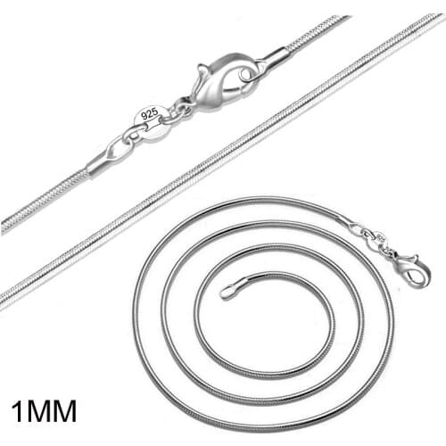 Wholesale 10 PCS 925 Sterling silver 1MM snake chain necklace for women men 16-30 inches fine jewelry wedding fashion party