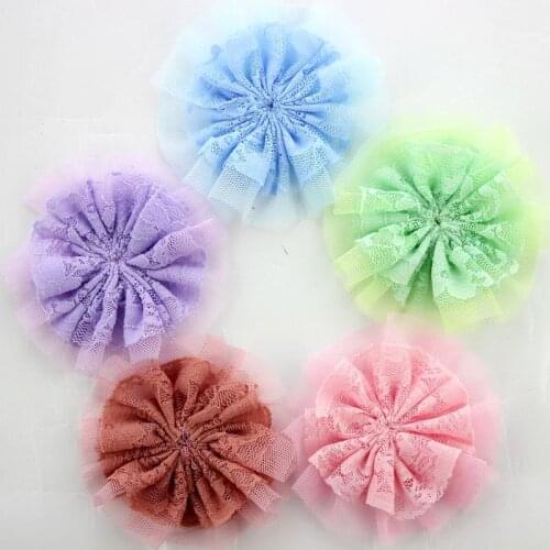 Wholesale DIY Flower 100% hair makde Vintage Lace Flower 3.5 Inch Lace Hair Flowers 50PCS