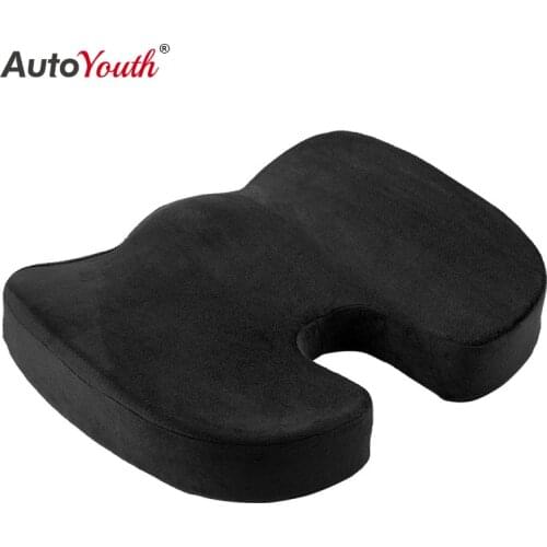 AUTOYOUTH Seat Cushion Pad Black Coccyx Orthopedic Seat Cushion Lumbar Support Comfort Memory Foam Pad For Chair Car Office Home