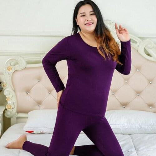 Plus Size Underwear Suit Pajama Plus Size For Winter Soft Thermal John Set Homewear ouc1712