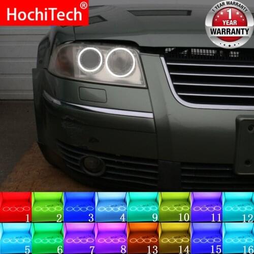 Multi-color RGB LED Angel Eyes Halo Ring Eye DRL RF Remote Control For Volkswagen VW Passat B5.5 3BG 2001 - 2005 Accessories