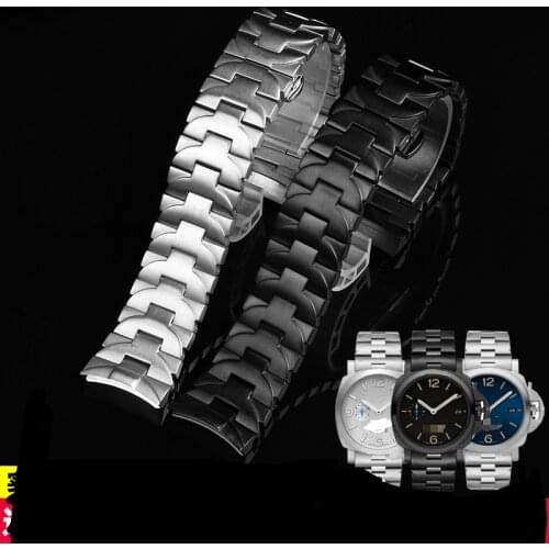 316L Stainless steel watch strap 24mm watchband for PAM111 PAM441 watch band Curved soild metal bracelet for men