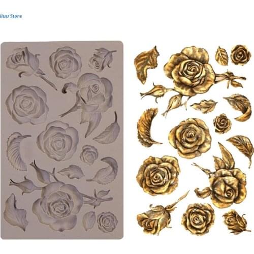 Silicone Fondant Molds Exquisite Rose DIY Handmade DIY Candle Resin Crafts Cake Decorating Tools for Kitchen Durable