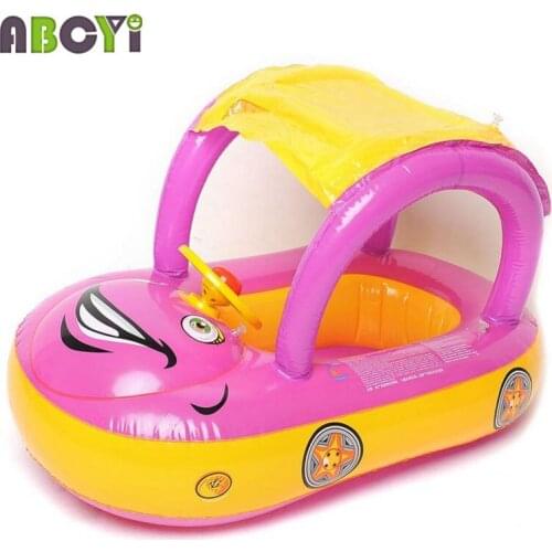 ABC Car Sunshade 6-36 month Baby Inflatable Float Seat Boat Children Inflatable seat Swimming Ring with trumpet & steering wheel