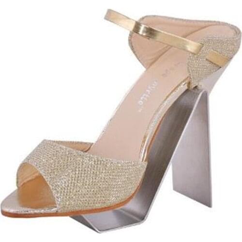 Matte surface stainless steel shoes holder display rack support keeper metal shoe display rack showing stand