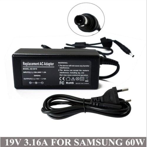 19V3.16A60W AC Adapter Laptop Charger Plug For Computer Samsung NP-R540-JA05US NP-RV511I RV511-A01 R540-JA09US NP-Q1 Ultra Q1U