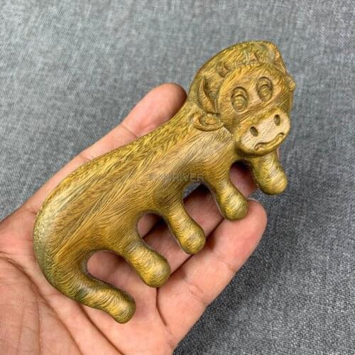 Green Sandalwood Meridian Massage Comb Five-tooth Handleless Wooden Comb Wide-tooth Sandalwood Head Massage Comb