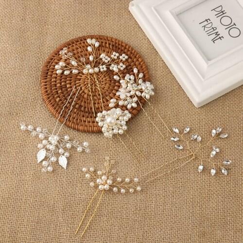 Pearl Bridal Hairpins for Women Wedding Hair Accessories Hair Pin Bridal Headdress Tiara Bridal Clips Bride Hair Jewelry