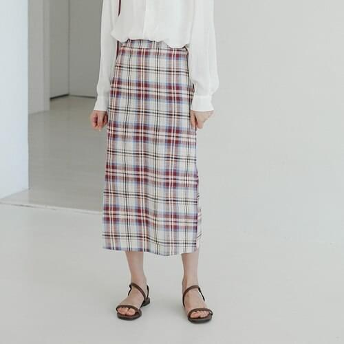 Long Skirts For Women Spring 2020 Korean Style Vintage Plaid Elastic Waist Back Slit Cotton Linen Ladies Skirt saia longa B327