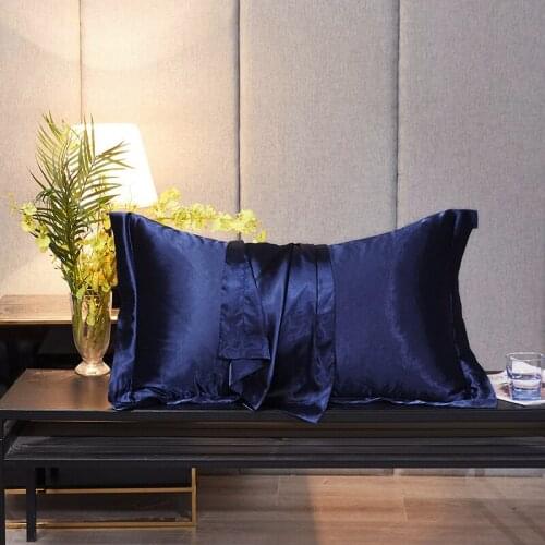 1Pair Summer Solid Color Imitation Real Silk Inner Diameter 48X74CM Pillowcase Comfortable Bedding Square Pillow Covers Washable