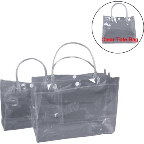 1 Piece New Clear Tote Bag PVC Transparent Shopping Bag Shoulder Handbag Stadium Approved Environmentally Storage Bags