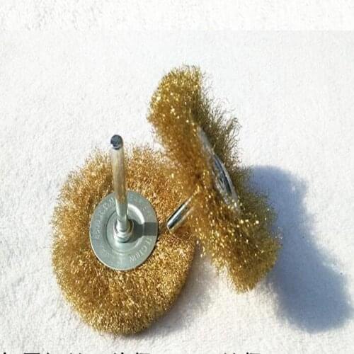 Free shipping 2pcs 75mm*6mm copper coated steel wire 0.175/0.3mm brushes derusting polishing wheel grinding head flat steel wire