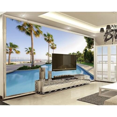 Customize Any Size 3d Wallpaper Beautiful Pool Landscape Home Decor Living Room Wall Covering