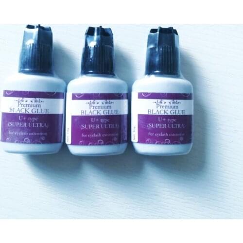 5 units/lot Super Ultra + Type Long Lasting Fast Drying Premium Black Glue 10ml for Eyelash Extension Professional Use