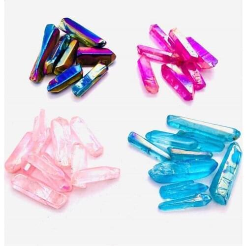 50gBlue and Pink Titanium Aura Quartz Crystal Stones Point Specimen Decoration Stones and Minerals