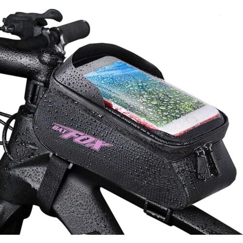 BATFOX Bicycle Bag Frame Front Top Tube MTB Bike Bag Waterproof 6.0in Phone Case Touchscreen Bag Pack Cycling Accessories