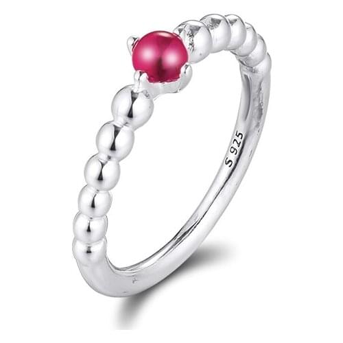 Blazing Red Beaded Rings 100% Authentic 925 Sterling-Silver-Jewelry Free Shipping
