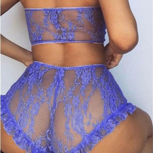 Big Size Perspective Full Lace Anime Lingerie Sexy High Waist Strapless lencería mujer Sweet Elegant Women Panty Bra Set R80869