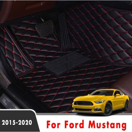 For Ford Mustang 2020 2019 2018 2017 2016 2015 Car Floor Mats Interior Styling Leather Rugs Auto Protector Carpets Decoration
