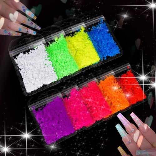 Fluorescence Butterfly Shape Nail Art Glitter Heart Flakes Neon Pigment Sequins 3D Polish Manicure DIY Nail Decorations