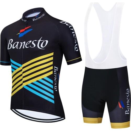 2020 Banesto Pro Team summer cycling Jersey set Bicycle Clothing Breathable Men Short Sleeve shirt Bike bib shorts 9D Gel pad