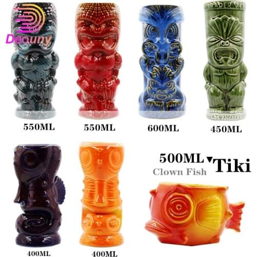 DEOUNY Bar Ceramic Tiki Mug Personality Hawaii Cocktail Glass Creative Cup Zombie Wine Glass Dinkware