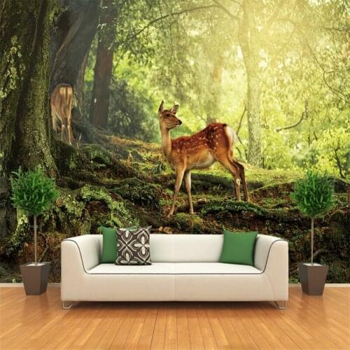 Creative Canvas Painting Forest Fawn Traditional Wallpaper Wall Pictures Art Print Poster Living Room Home Decoration