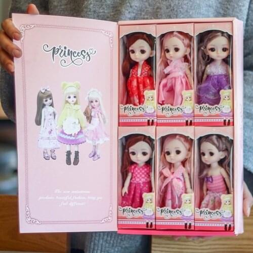 17cm Doll Princess Set Can Be Changed Into Bjd Doll Girl Toy Birthday Gift 6 Piece Set