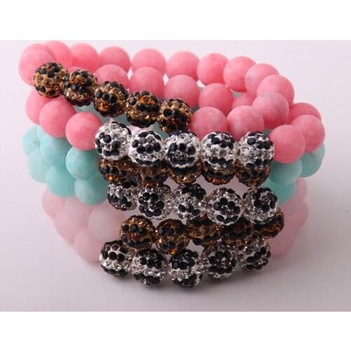 Fashion Stones Stretch bracelets Beautiful Color Crystal Pave Ball Bracelet bangle
