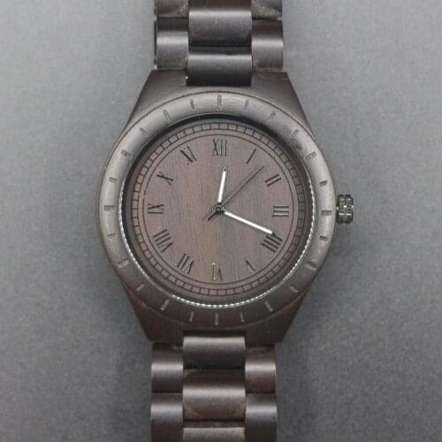 BIG SIZE Black Sandal Wood Minimal Men Wristwatch Relogio Masculino Wristwear Real wooden Watch Rome Style