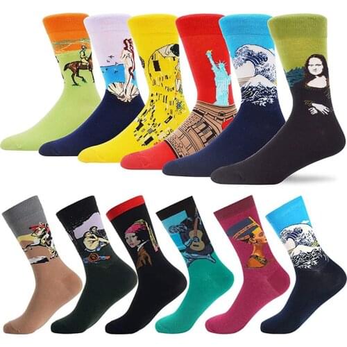 Mens Funny Socks Famous Painting Patterned Art Socks Printed Cool Novelty Funny Socks From The Factory Dropshipping Contact Us
