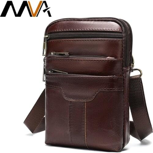 MVA Genuine Leather Belt Bag Men Fanny Pack Male Small Mens Waist Bag For Phone Bags Man Travel Waist Pack Multifunction 8326