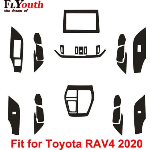 Carbon Fiber Sticker for Toyota RAV4 2020 Car Gear Shift Panel Water Cup Holder Panel Frame Cover Trim Car Styling