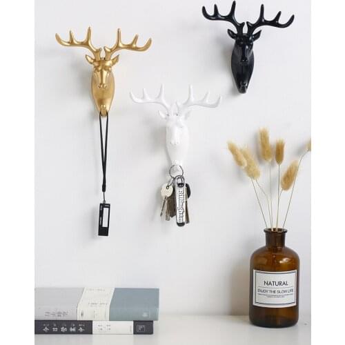 Golden hook Antlers wall hanging decoration hanger Single animal deer head on the wall Home Decoration Wall hanging Resin Crafts