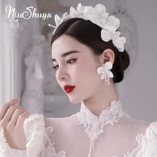 NiuShuya Super Fairy Pearl Flower Bridal Headdress Outdoor Photography Wedding Style Hair Ornament Accessories