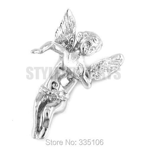 Wholesale Silver Wings Angel Pendant Stainless Steel Jewelry Fashion Biker Women Girl Pendant Gift SWP0294A