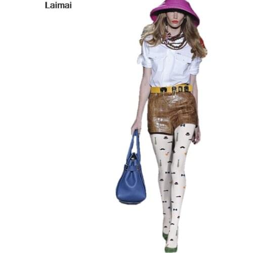 Autumn And Winter Thick Velvet tie, Pipe printing, Pantyhose Printing