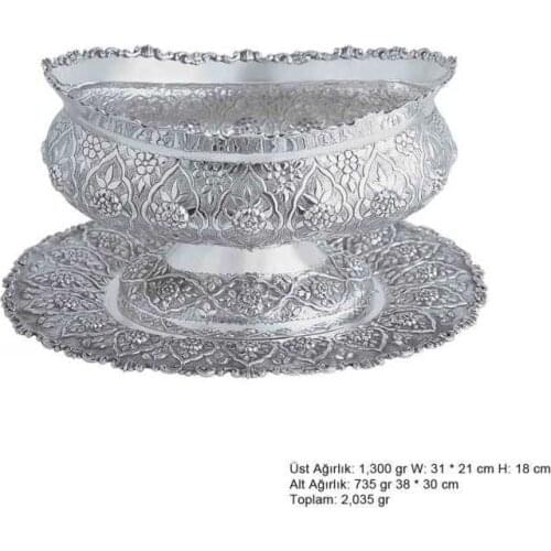 Daisy Pattern Oval Silver Boller